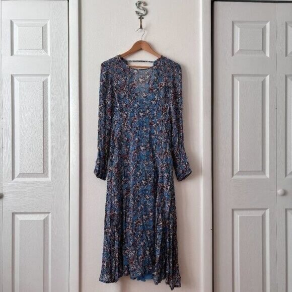 IRO Sunlight Ruffle Trimmed Printed Georgette Midi Dress - Picture 6 of 12